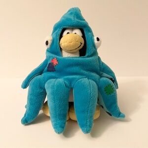 Club Penguin Plush Penguin with Blue Squid Octopus Costume Outfit Disney
